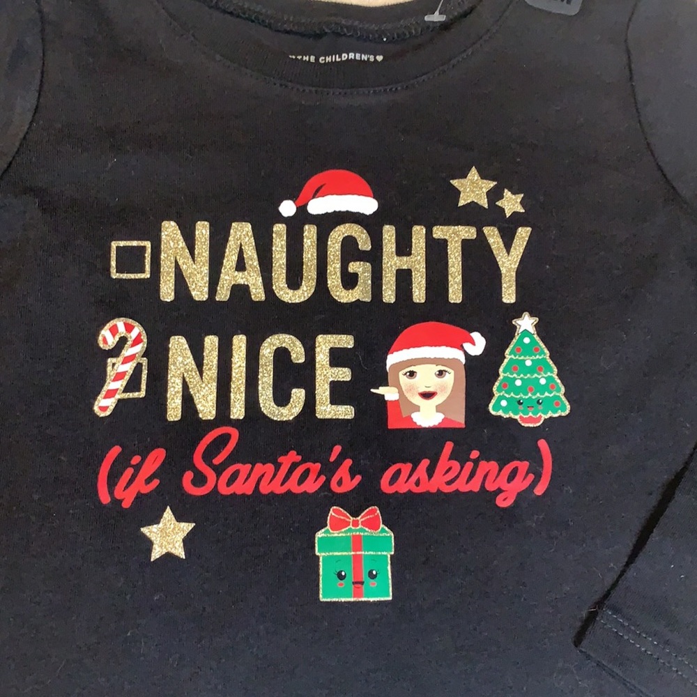 NWT Children’s Place Black Christmas Top 18-24 - Picture 2 of 4
